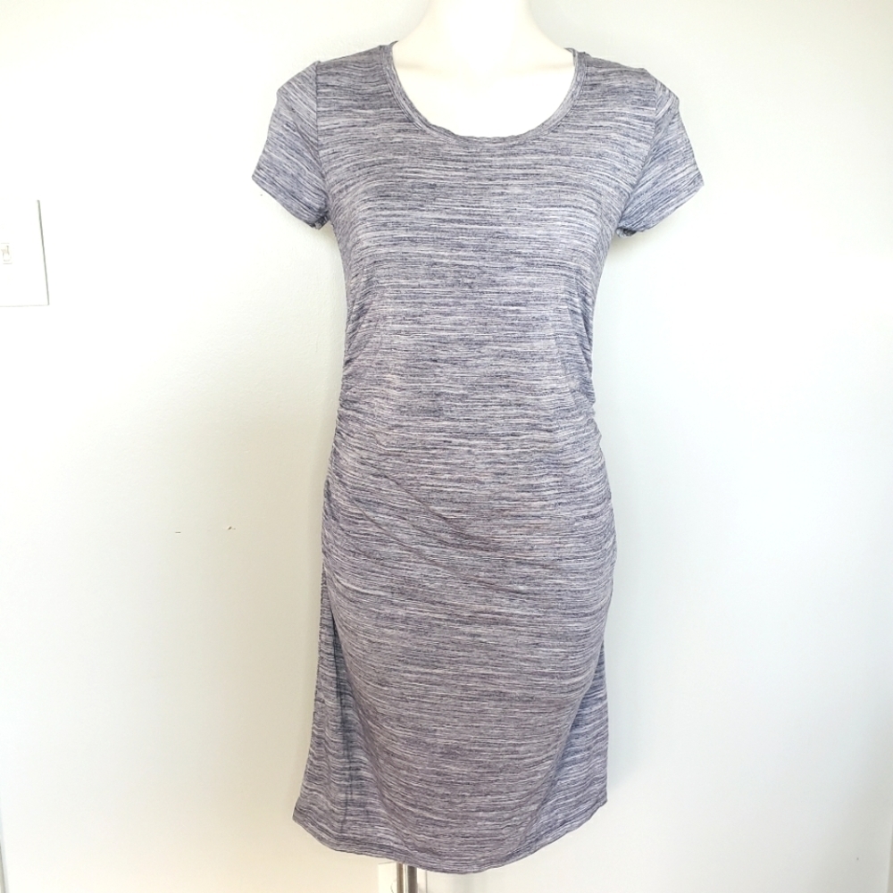 Liz Lange Blue Space Dye Ruched T-shirt Dress XS